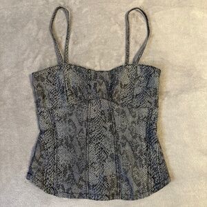 Bershka Snakeskin Print Corset Top Medium 28 Clubwear Y2K 90s Grunge E-Girl Tank
